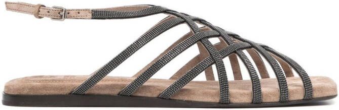 Brunello Cucinelli Sandalen met gekruiste bandjes Bruin