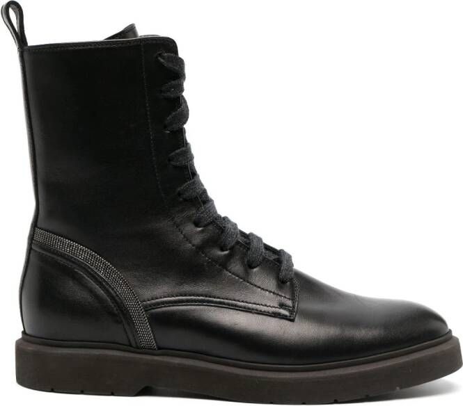 Brunello Cucinelli Enkellaarzen met monili-ketting Zwart