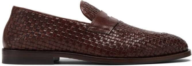 Brunello Cucinelli Geweven leren loafers Bruin