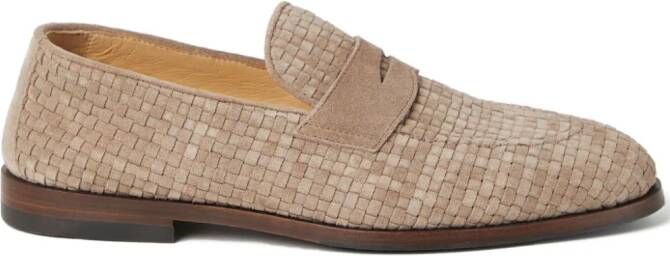 Brunello Cucinelli Geweven suède loafers Beige