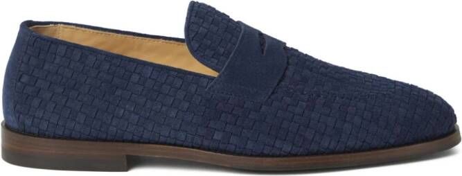 Brunello Cucinelli Geweven suède loafers Blauw