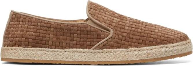 Brunello Cucinelli Geweven suède slippers Bruin