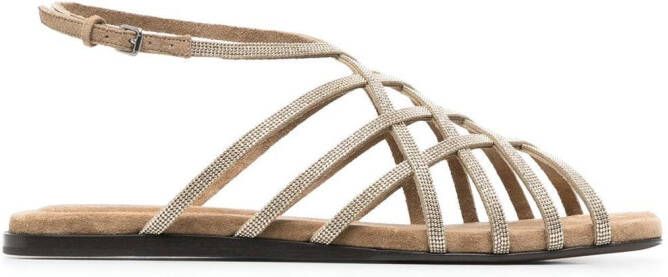 Brunello Cucinelli Gladiator metallic sandalen Bruin