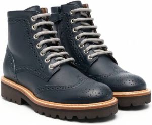 Brunello Cucinelli Kids Leren veterlaarzen Blauw