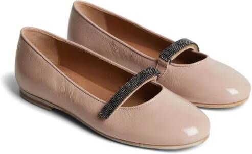 Brunello Cucinelli Kids Leren ballerina's met ronde neus Roze