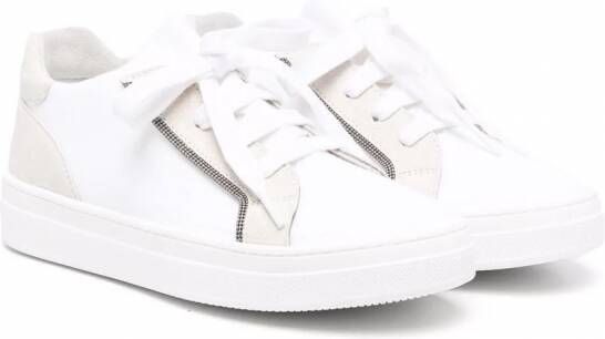 Brunello Cucinelli Kids Monili sneakers met vlakken Wit