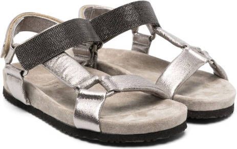 Brunello Cucinelli Kids Sandalen met klittenband Grijs