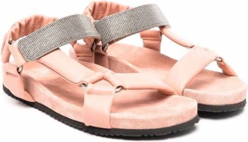 Brunello Cucinelli Kids Sandalen met klittenband Roze