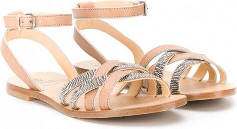 Brunello Cucinelli Kids Sandalen met open neus Beige