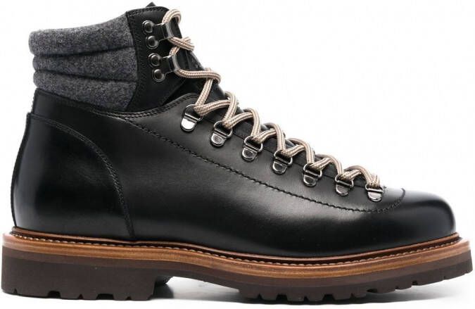 Brunello Cucinelli Leren wandellaarzen Zwart