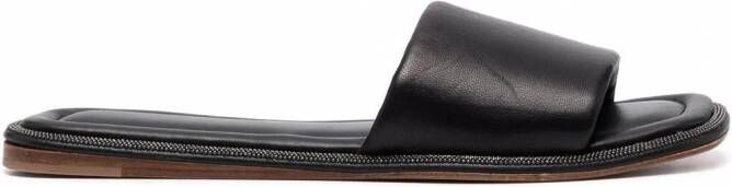 Brunello Cucinelli Leren slippers Zwart