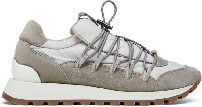 Brunello Cucinelli Leren sneakers met vlakken Grijs