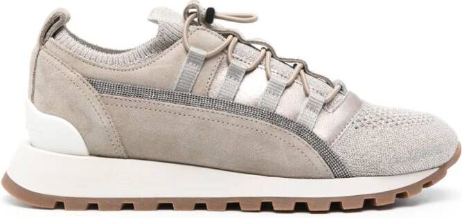 Brunello Cucinelli Monili sneakers met vlakken Beige