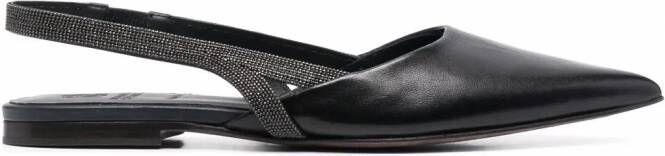 Brunello Cucinelli Monili leren ballerina's Zwart