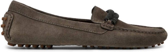 Brunello Cucinelli Monili leren loafers Grijs