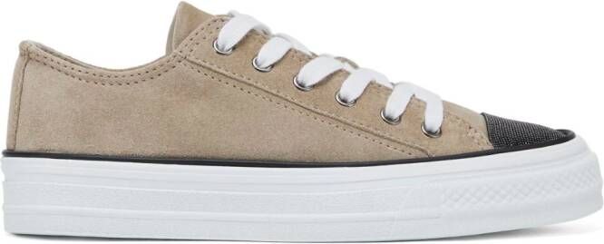 Brunello Cucinelli Monili sneakers met neus Bruin