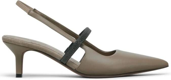 Brunello Cucinelli Slingback pumps met bandje Bruin