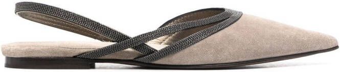 Brunello Cucinelli Slingback pumps met puntige neus Beige