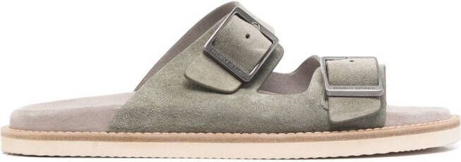 Brunello Cucinelli Slippers met gesp Groen