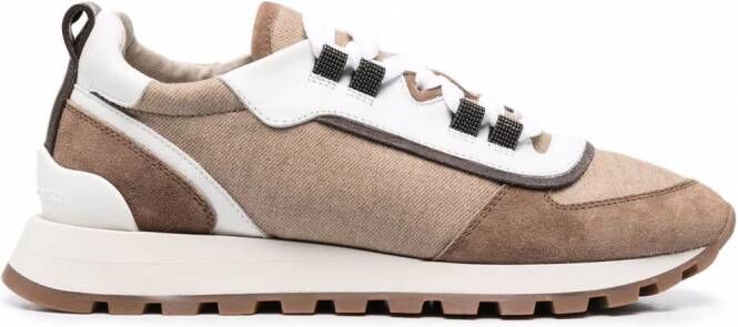 Brunello Cucinelli Sneakers met vlakken Bruin