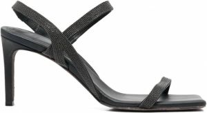 Brunello Cucinelli Stiletto sandalen met metallic bandje Zwart