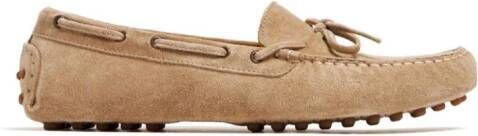 Brunello Cucinelli Kids Suède loafers met strikdetail Beige