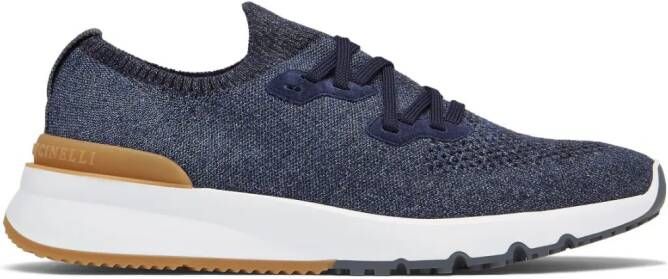 Brunello Cucinelli Vetersneakers met mesh Blauw