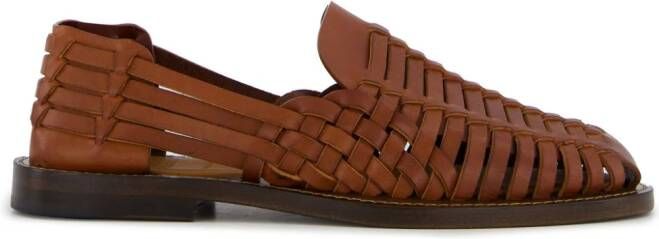 Brunello Cucinelli Geweven leren sandalen Bruin