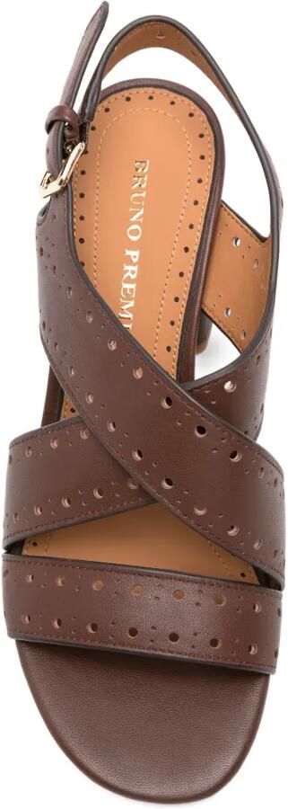 Bruno Premi Geperforeerde sandalen met gekruist detail Bruin - Foto 4