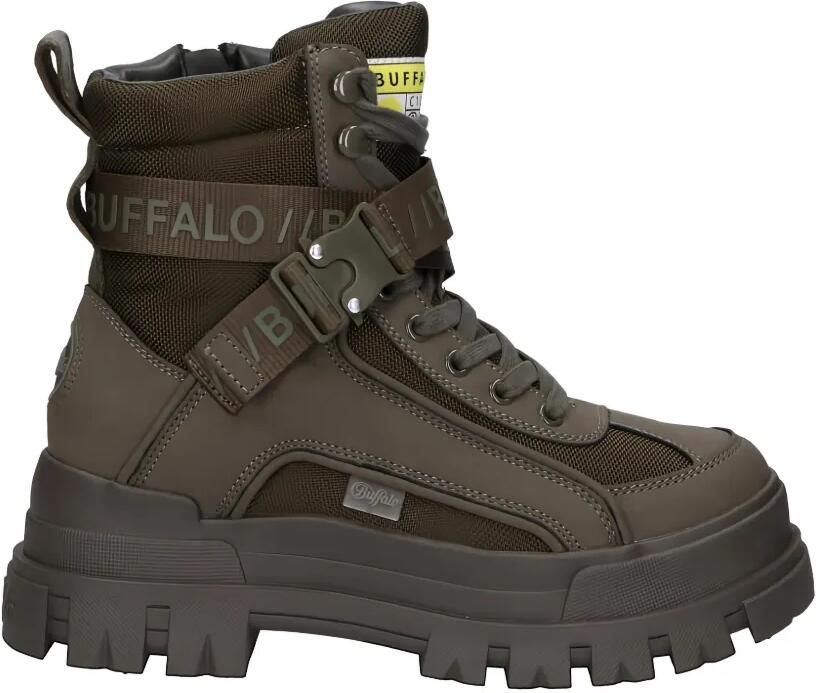 Buffalo Aspha Com1 combat boots met gesp Groen