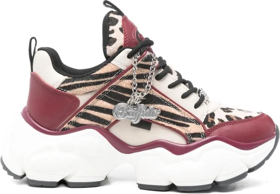 Buffalo Binary Glam sneakers met dierenprint Rood