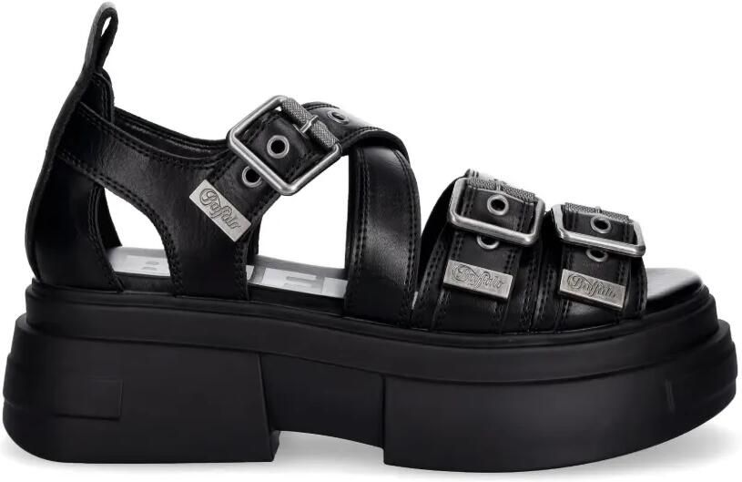 Buffalo Bolt sandalen met plateauzool en gespbandje Zwart