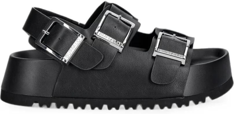 Buffalo Jane Athena sandalen met plateauzool en gespsluiting Zwart