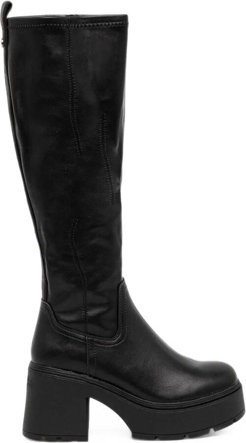 Buffalo Mila platform knee-high boots Zwart
