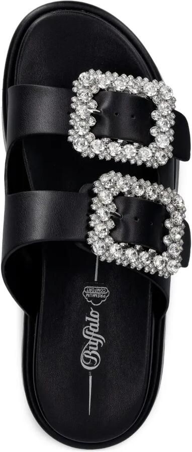 Buffalo Noa Ari Glam slippers met plateauzool en kristallen gesp Zwart - Foto 3
