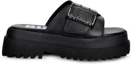 Buffalo Pluto Slide sandalen met gesp Zwart