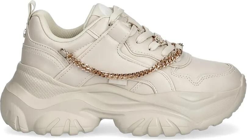 Buffalo Sneakers met plateauzool en ketting Beige