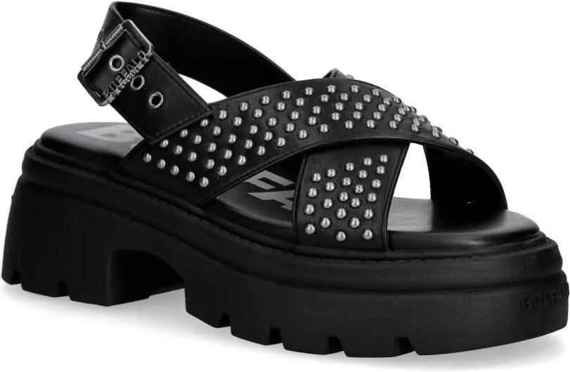 Buffalo Vega Cross sandalen met plateauzool en studs Zwart - Foto 2