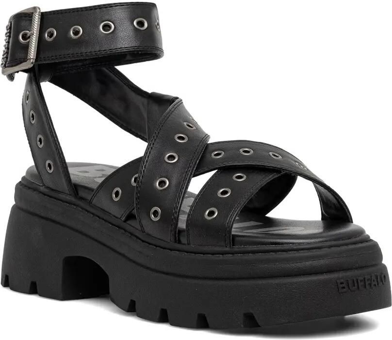Buffalo Vega MSS RIV sandalen met plateauzool en ringlets Zwart - Foto 3