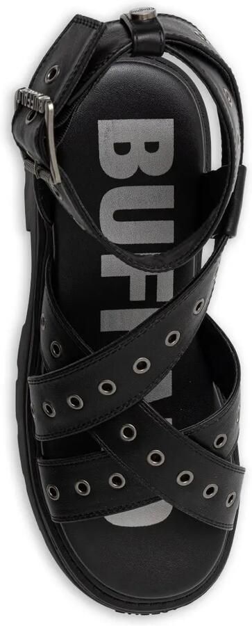 Buffalo Vega MSS RIV sandalen met plateauzool en ringlets Zwart - Foto 4