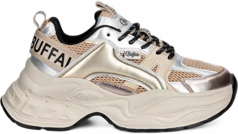 Buffalo Yuno metallic chunky-sole sneakers Beige