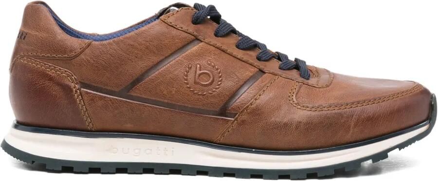 Bugatti 25 mm sneakers met logo-reliëf Bruin