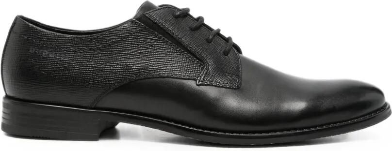 Bugatti Leren derby schoenen met vlak met textuur Zwart