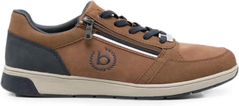 Bugatti Sneakers met logo-reliëf en rits aan de zijkant Bruin