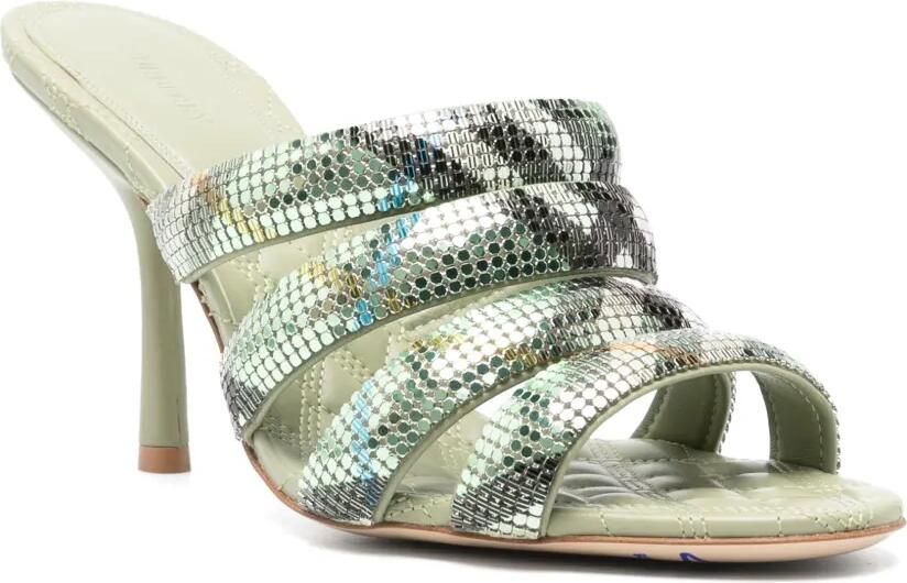 Burberry 100 mm geruite mesh sandalen Groen - Foto 3
