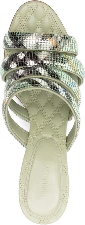 Burberry 100 mm geruite mesh sandalen Groen - Foto 5