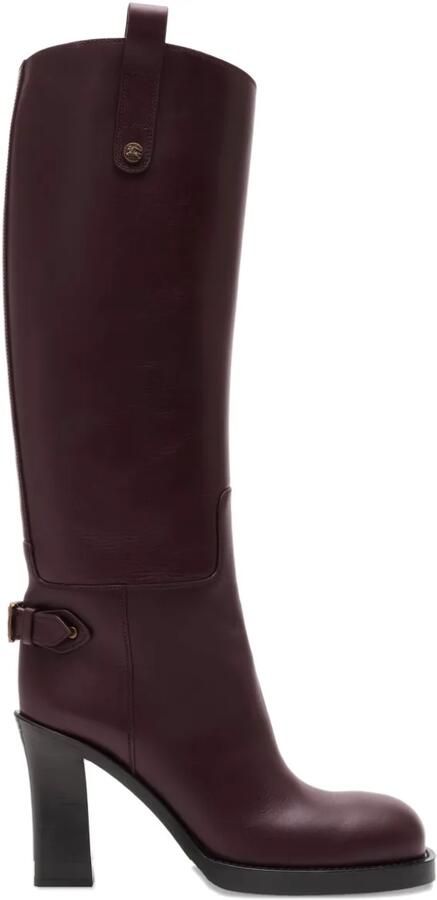 Burberry Cavalier leren laarzen met hak Rood