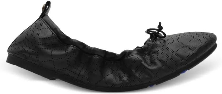Burberry Check Fawn leren ballerina's Zwart