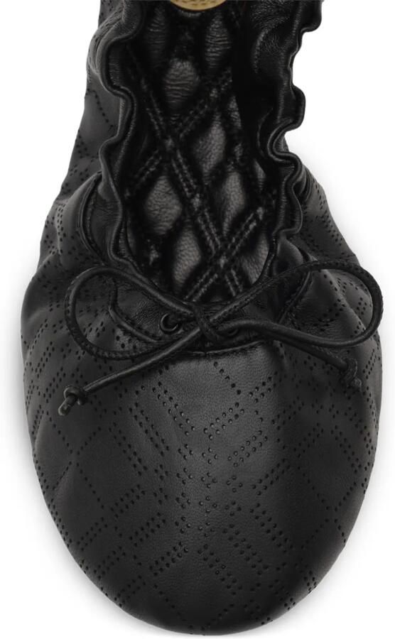 Burberry Check Fawn leren ballerina's Zwart - Foto 3
