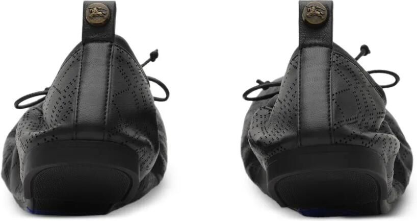 Burberry Check Fawn leren ballerina's Zwart - Foto 4